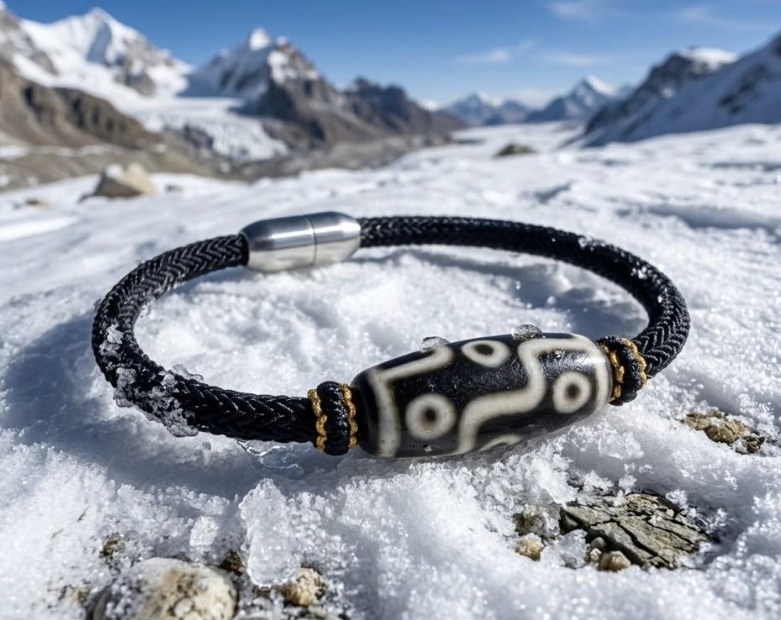 Himalayan Natural Nine-Eye Dzi Bead Bracelet & Bring Luck and Fortune