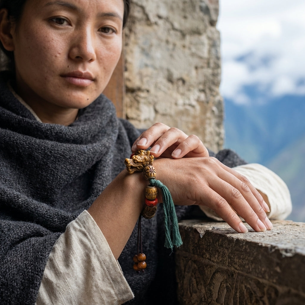 Plateau Yak Bone Rosary Bracelet